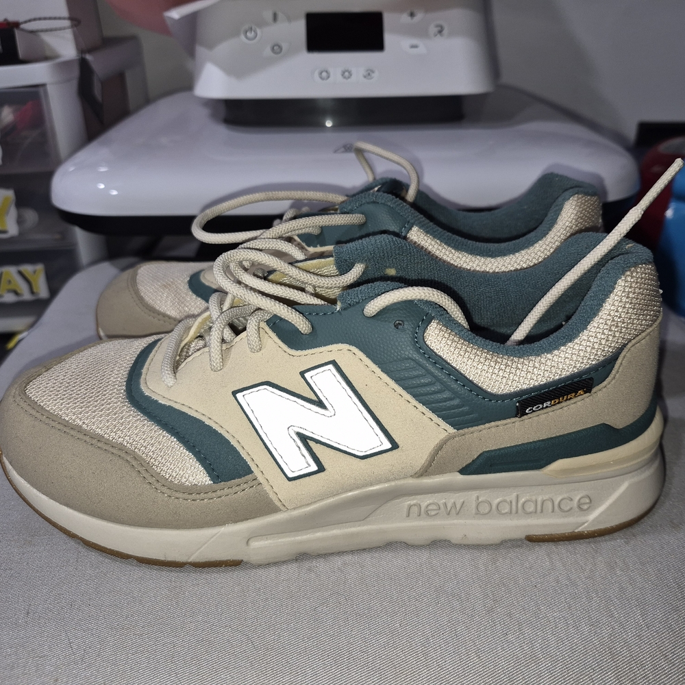 New Balance Kids' Beige and Teal Sneakers